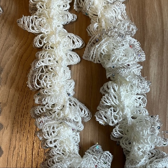 New Handmade Crochet Multi-Colored Sequined Champagne Color Scarf 62” Long - Picture 5 of 11